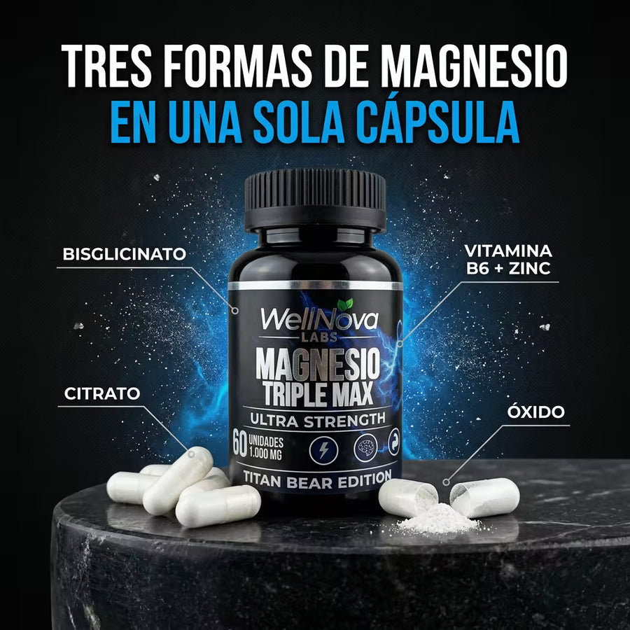 Magnesio Triple Max: bisglicinato, citrato y óxido