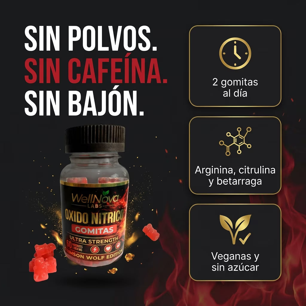 Óxido Nítrico Gomitas: sin polvos, sin bajón