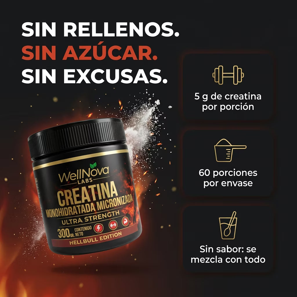 Creatina Hellbull: sin rellenos, sin azúcar