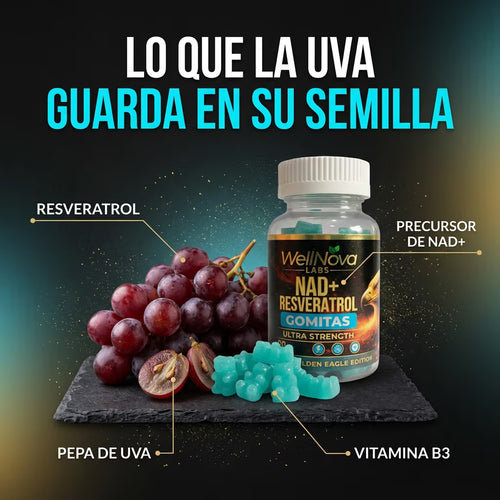 NAD+ Resveratrol Gomitas: resveratrol y vitamina B3