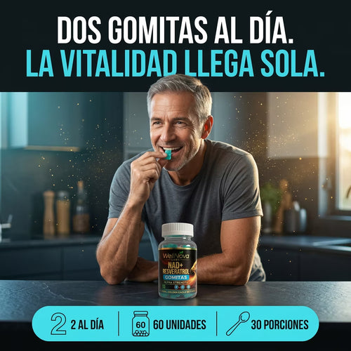 NAD+ Resveratrol Gomitas: dos gomitas al día